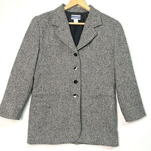 VTG Pendleton Classic Womans Size 8 Gray Black Tweed‎ Wool Blazer Jacket
